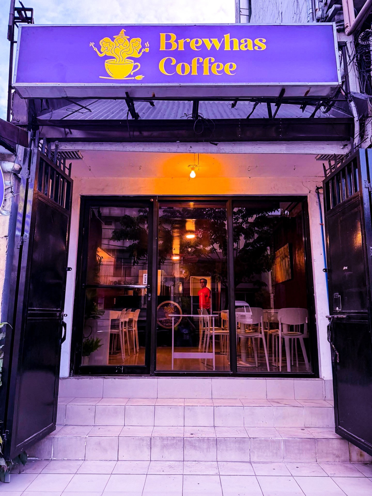 Brewhas Coffee storefront on Boni Avenue